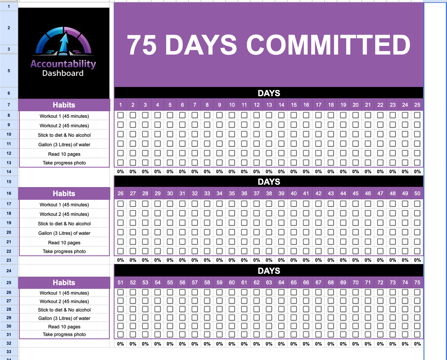 75 DAYS COMMITTED + ACCOUNTABILITY DASHBOARD BUNDLE